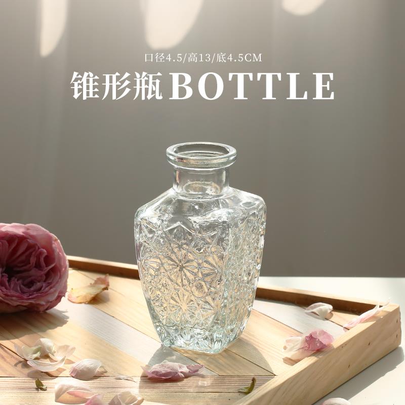 Maceta de estilo nórdico para decoración del hogar, Mini florero de vidrio, decoración transparente para sala de estar, romántico francés: D