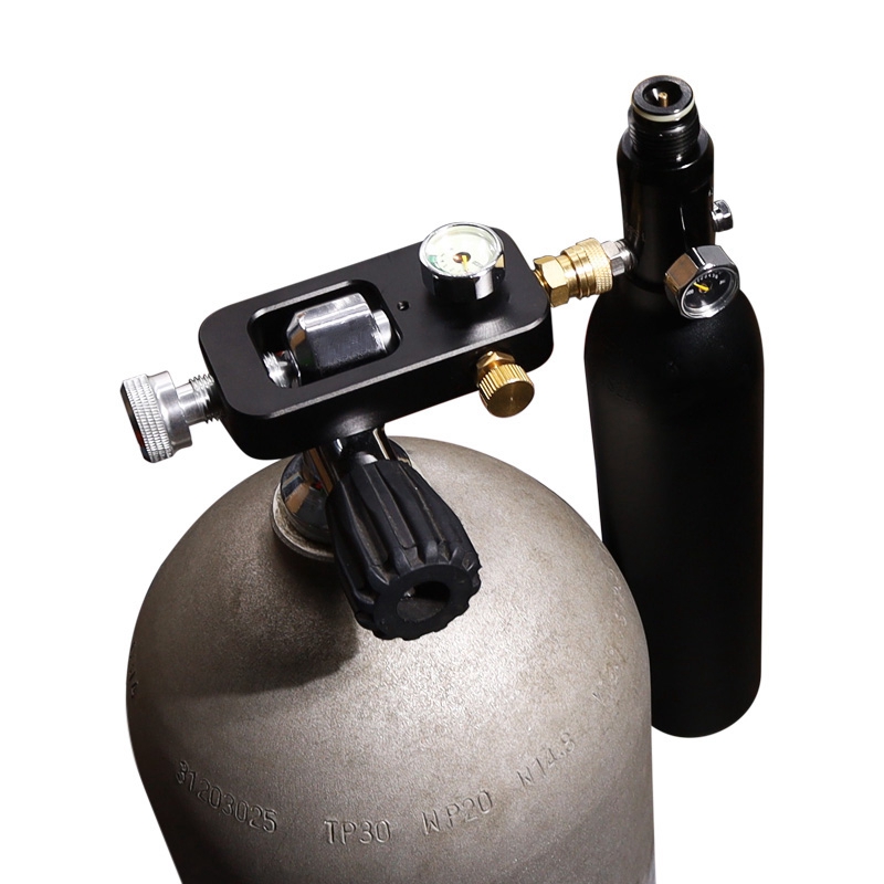 -Diving Tank Refill Adapter with 5000Psi Pressure Gauge Diving Oxygen Cylinder Refill Adapter for Oxygen Cylinder