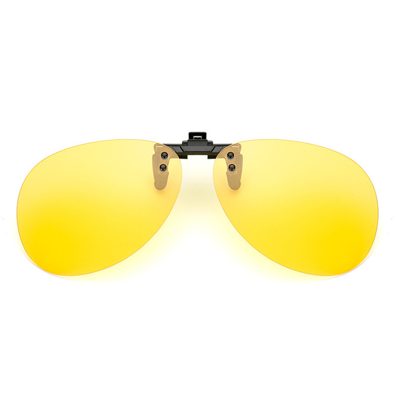 Convenient Polarized Clip-on Night Vision Pilot Fishing Sunglasses Flip-up Len Cycling Driving Glasses#288216: Night Viewing