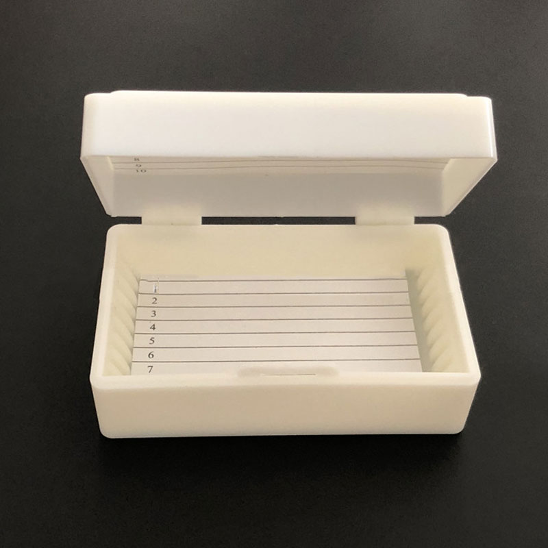 Microscope Slide Box Biological Pathology Holds 10Pcs Slides Bio Slice Box Slots Rectangular Microscope Glass Slide Box