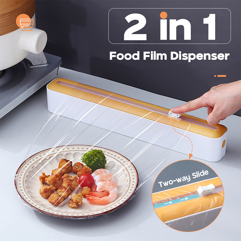 Dispensador magnético de Film para alimentos, caja de almacenamiento con cortador, papel de aluminio, cortador de Film elástico, accesorios de cocina, novedad
