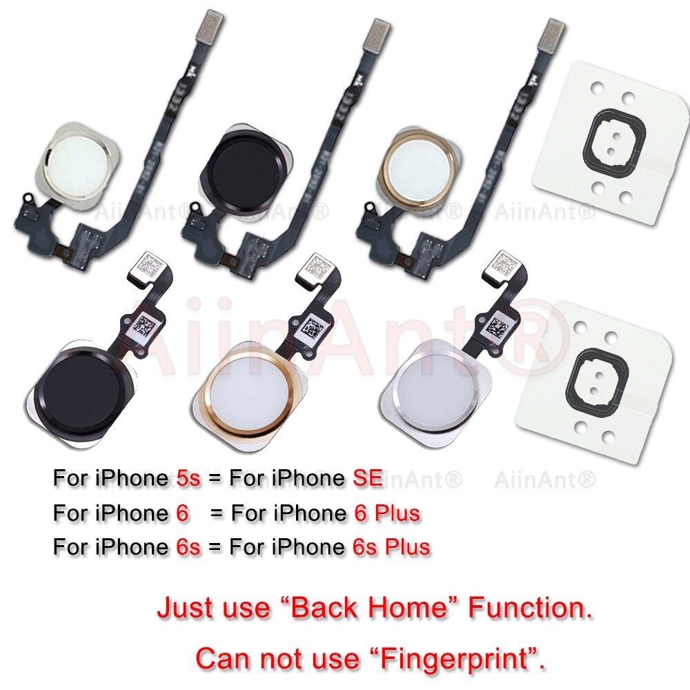 Home-Knop Flex Voor Iphone 6 6 S 7 8 Plus 5 S Se Terugkeer Terug Home Knop Met flex Kabel Rubber Sticker Geen Touch Id Vingerafdruk