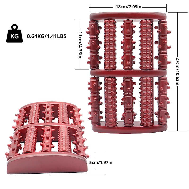 TheraFlow Large Dual Foot Massager Roller - Plantar Fasciitis, Heel, Arch Pain Relief -Enhanced Model - Laminated Foot Chart