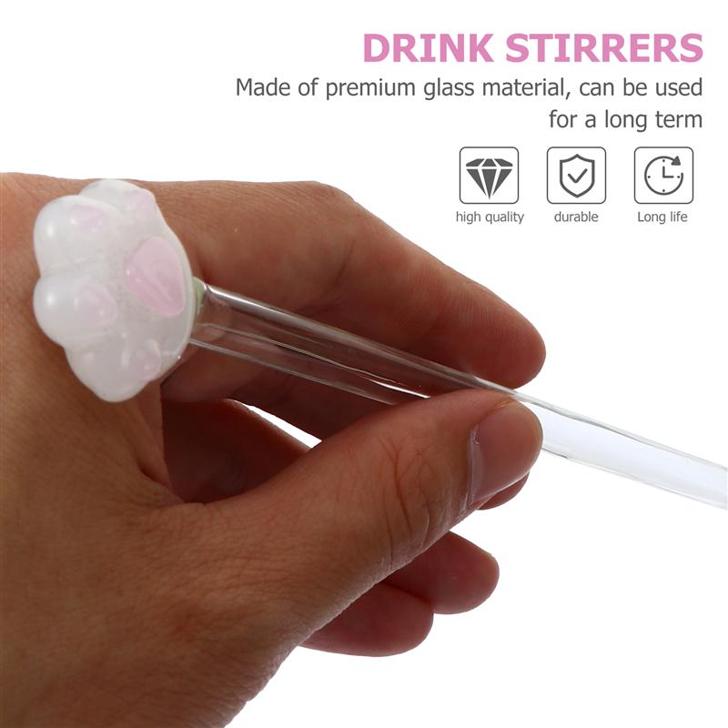 1 Set Glazen Roerstokje En Lepel Kat Poot Cocktail Stok Cocktail Bar Wijn Roeren Stick Mix Lepel Bar Swizzle stok