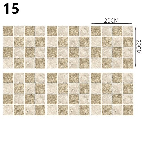 18Styles 20cm*20cm 6PCS/Set DIY Home Decor Kitchen Vinyl Self-sdhesive Wallpaper Backsplash Mosaic Tile Sticker Home Decoration: style15