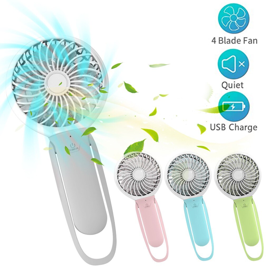 USB Three-Speed Adjustable Lighting Small Low Noise Colorful Portable Desk Multi-function Mini Rechargeable Fan