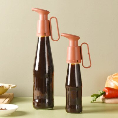 Fda Grade Jam Fles Pomp Oyster Saus Dispensers Ketchup Azijn Fles Hoofd Druk Push-Type Nozzle Thuis Kitchen Tools: Pink