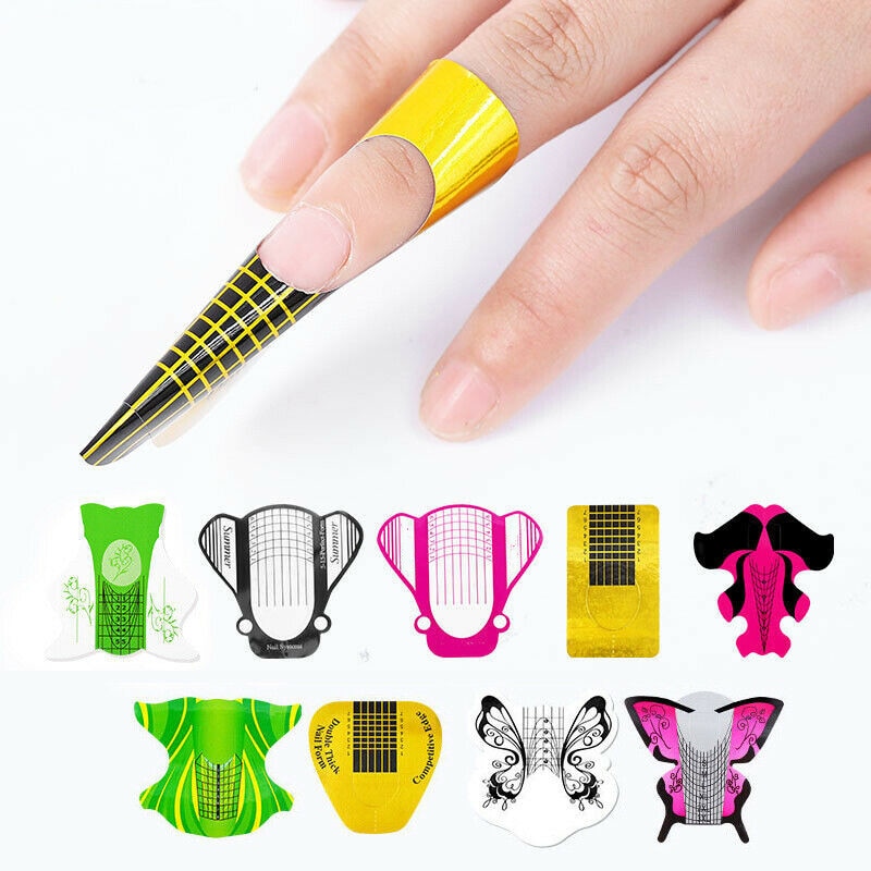 100 Pièces Formes Autocollantes Pour Ongles - French Manucure UV Gel Ou Acrylique