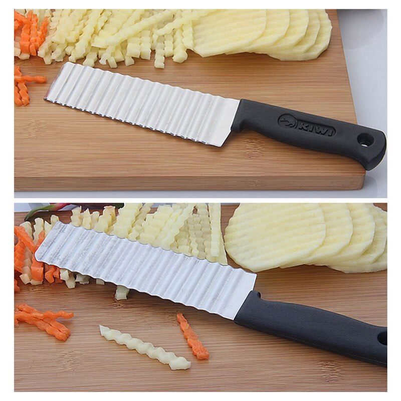 Acero inoxidable ondulado freidora francesa freidora patatas fritas rallador de frutas verduras rebanador zanahoria pepino herramientas de cocina