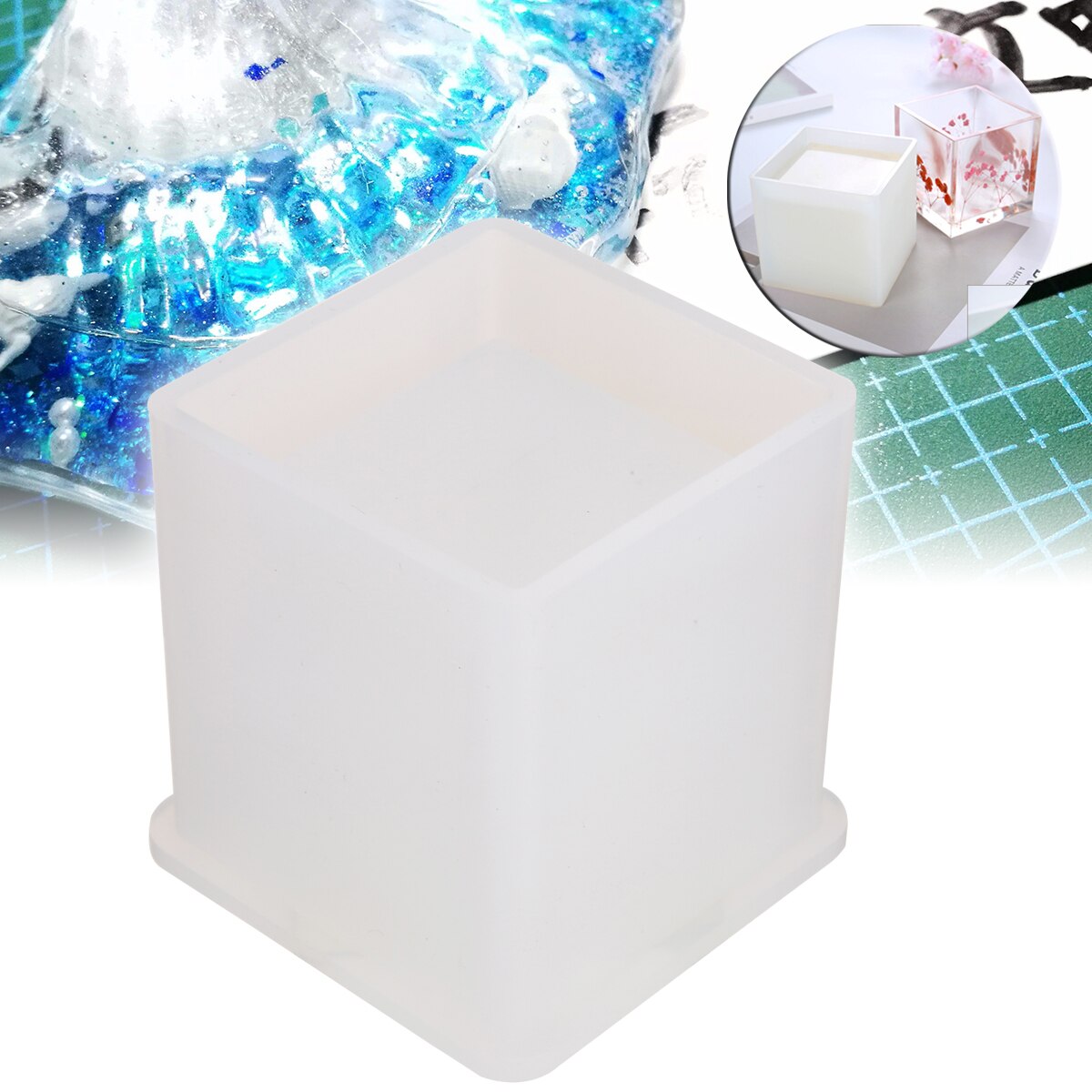 Handmade Round/Square Silicone Mold Cylinder Cuboid Epoxy Resin Container Mould DIY Pen Holder Mold Storage For Decoration: Square