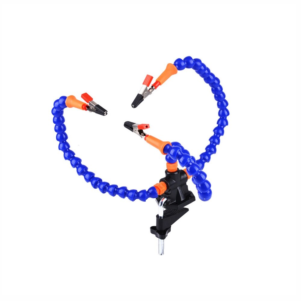 Toolour Bench Vise Table Clamp Soldering Station with 3pc Flexible Arms Soldeirng Iron Holder PCB Welding Repair Third Hand Tool