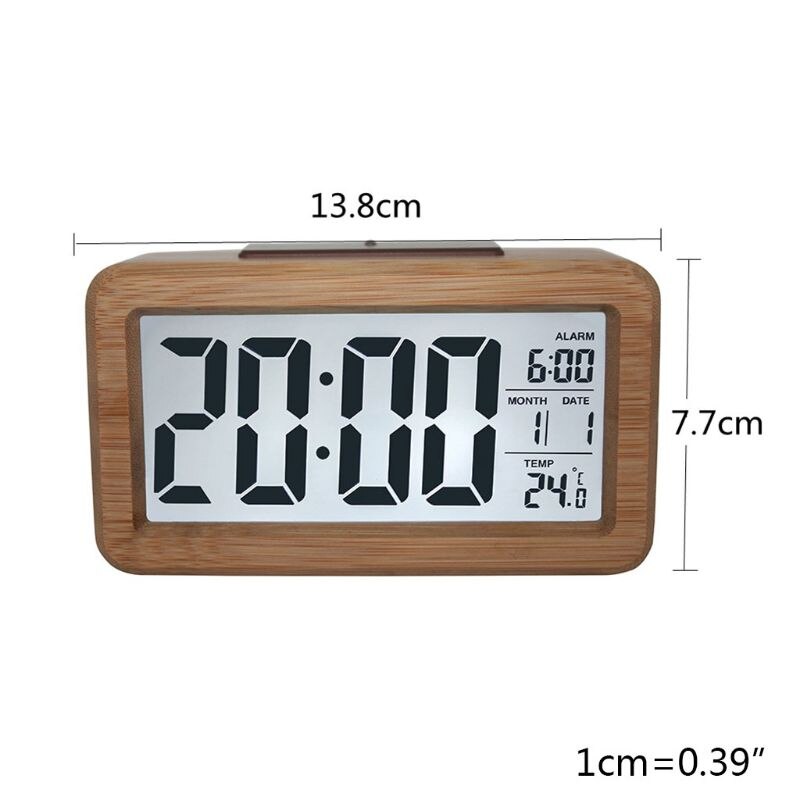 Easy Setting Wooden Digital Alarm Clock with Temperature, Date, Backlight, Snooze, for Bedroom, Bedside, Home, Office, N