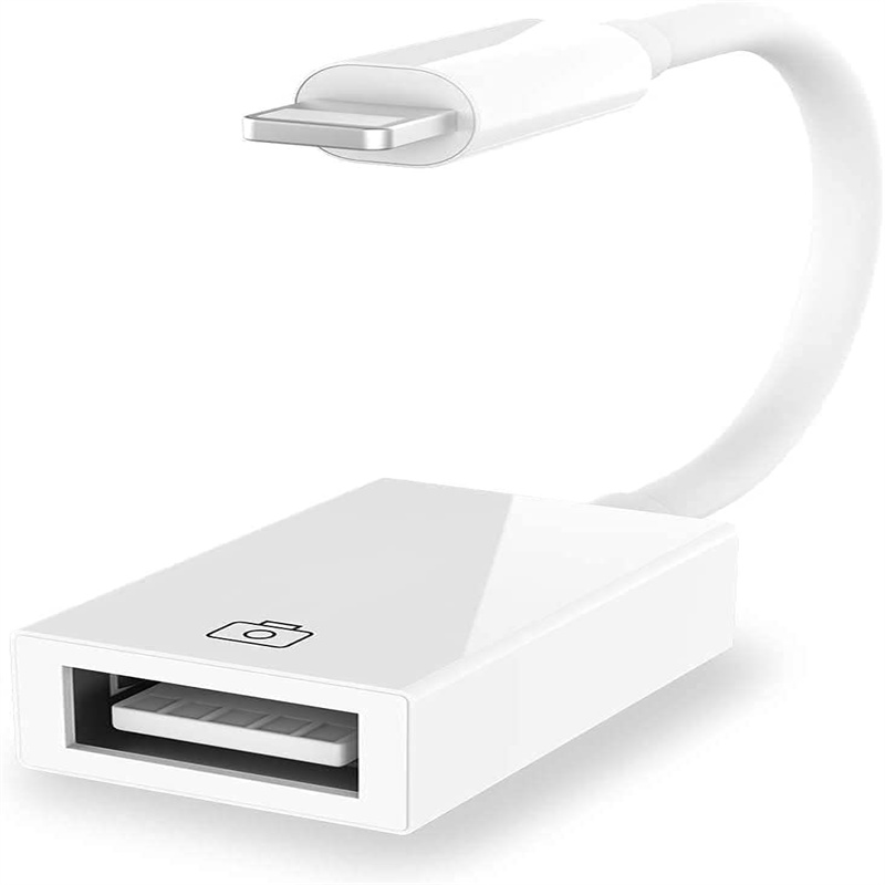 Lightning Female to USB OTG Cable Camera Adapter for Select iPhone iPad Models Car Connectivity Support Camera Connection