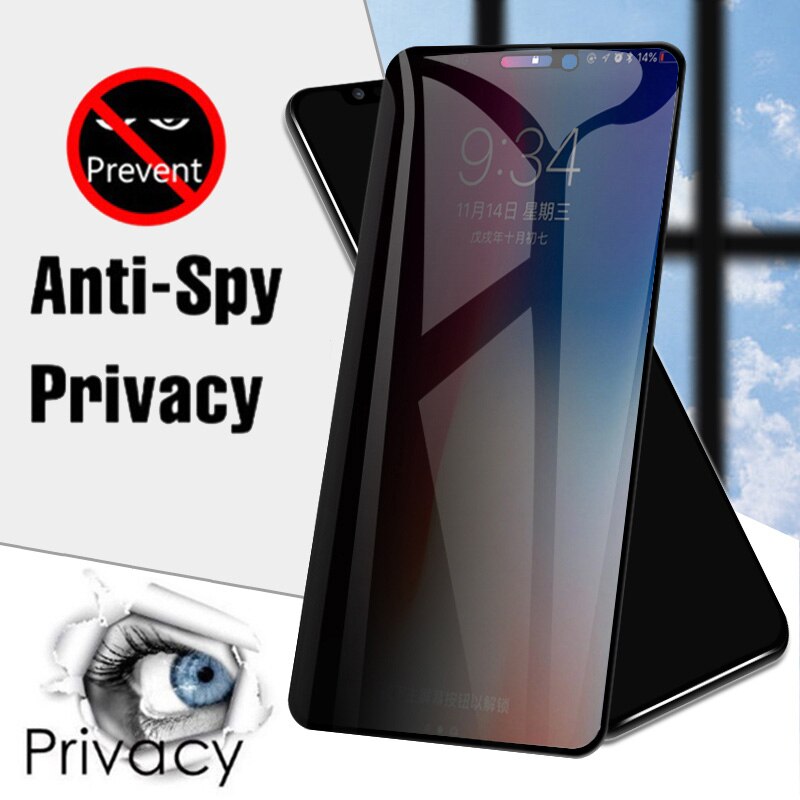 Anti spy Phone Glass For iPhone 12 11 Pro Max Mini X XS MAX 6 6S SE Privacy Screen Protector For iPhone XR 7 8 Plus black Glass