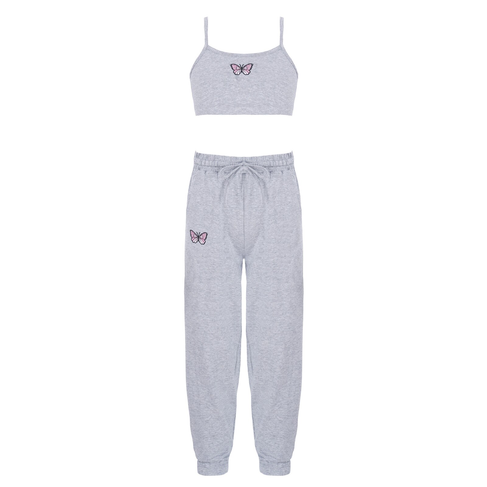 Girls Sport Wear Sleeveless Gym Suit Children's Tracksuit for Running Training Workout Yoga Set Kids Ballet Gymnastics Outfits: 16 / Grey