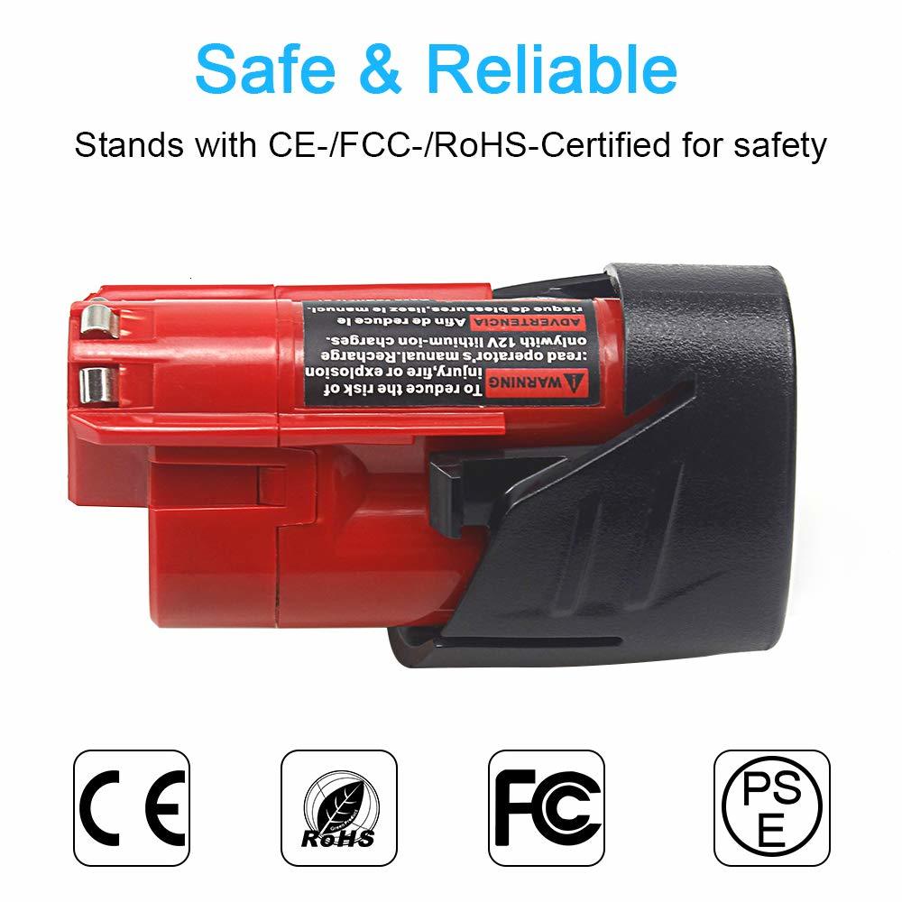 Waitley 2Pack 12V 2.5Ah LI-ION 2500mAh Battery for Milwaukee M12 XC Cordless Tools 12 v 48-11-2440 48-11-2402 48-11-2411