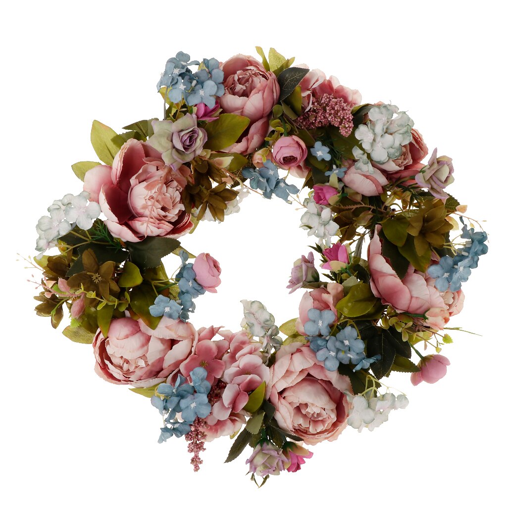 Guirnalda de peonías para decoración del hogar, adorno de flores artificiales para colgar en la pared, decoración navideña para puerta y primavera
