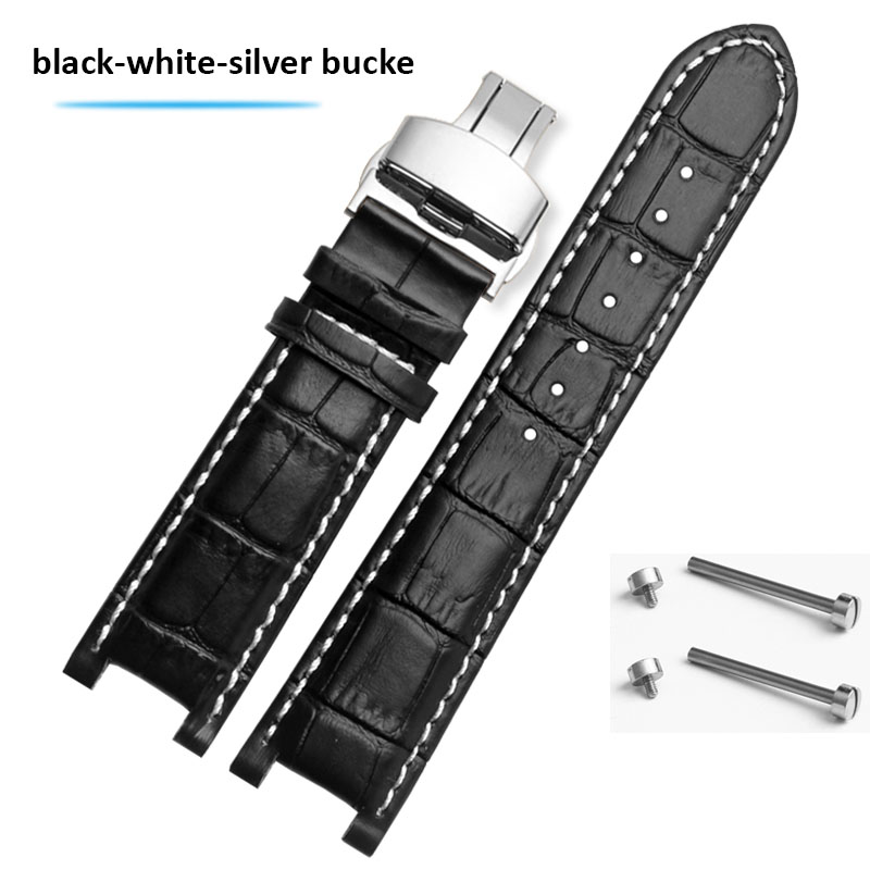 Bracelet de montre en cuir cranté 20*11mm 22*13mm pour GC Guess Passa véritable Lleathe chaîne de montre étanche hommes femmes: Black Yellow / 18mm