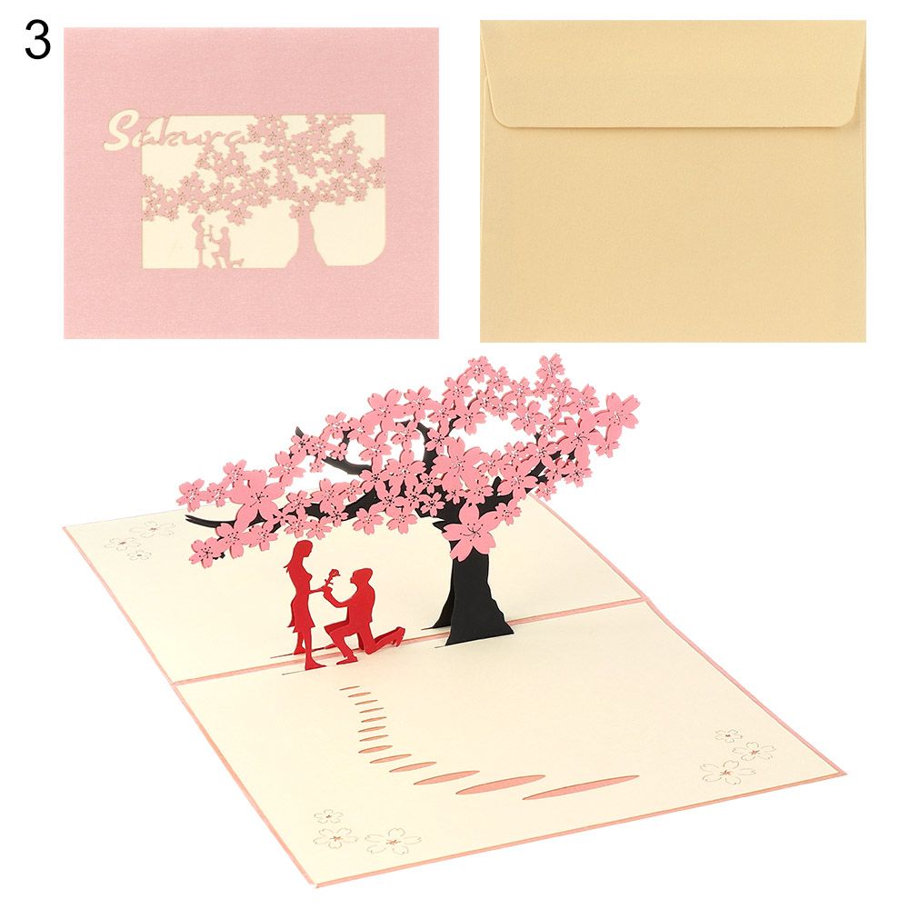 1Pcs 3D Pop Up Liefde Wenskaarten Met Envelop Voor Valentijnsdag Anniversary Wedding Uitnodiging Dank U Kaarten mode: 3