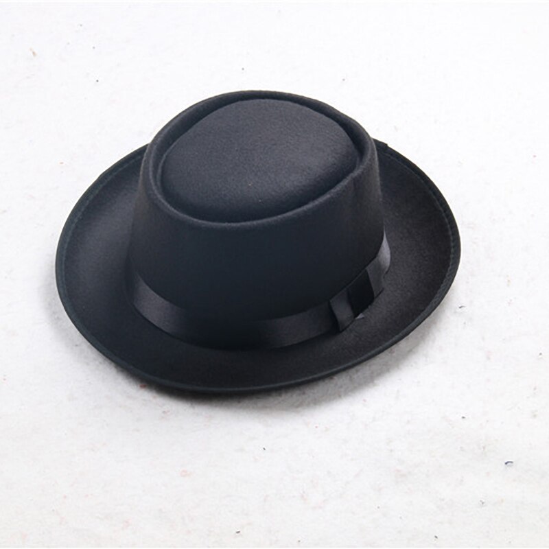 Padre usa lana de imitación simple para hombre, Caballero Negro plana de sombrero de copa, sombrero cóncavo de cabeza superior, sombrero de jazz, sombrero de cubo, gorra de mujer: 2