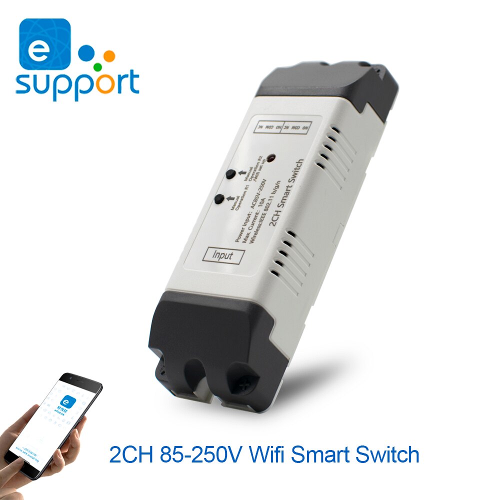 Smart Wifi Afstandsbediening Diy Draadloze Schakelaar Universele Module Inter Lock Zelfsluitende Wifi Schakelaar Timer Voor Garagedeur gate: 2ch 85-250v