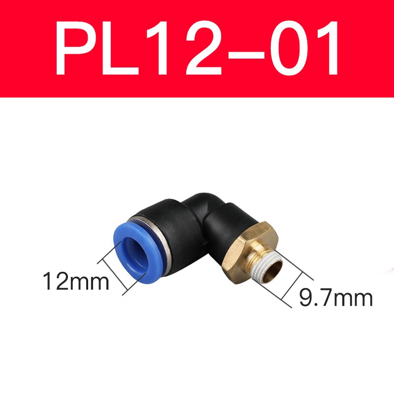 Pl Elleboog Pneumatische Montage 1/4 3/8 1/2 1/8 Bsp Buitendraad Air Quick Connector L Shape Push In Slang Od 6Mm 8Mm 10Mm 12Mm: Licht Paars