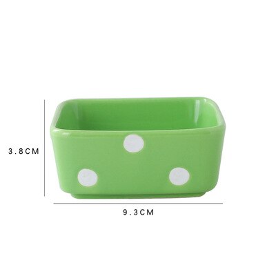 square snack plate divided grid plate household ceramic platter snack nut plate sauce plate fruit plate dish: Polka dot green