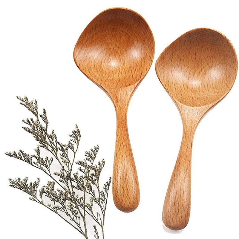 Cucharón de madera para sopa, cuchara grande con mango largo, 2 piezas, utensilios de cocina