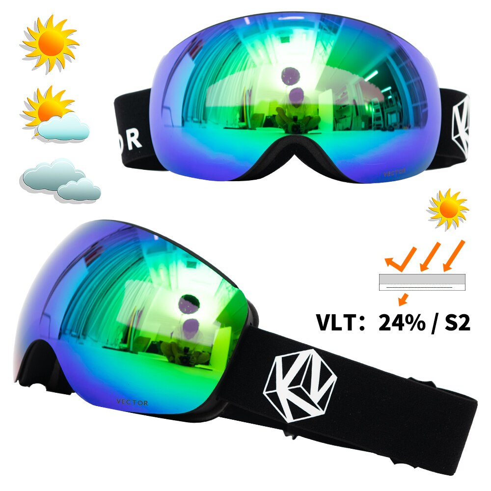 Vector Magnets OTG Ski Goggles Spherical Wide View Sunglasses Snow Glasses Anti-fog Interchangeable Lens: No.6