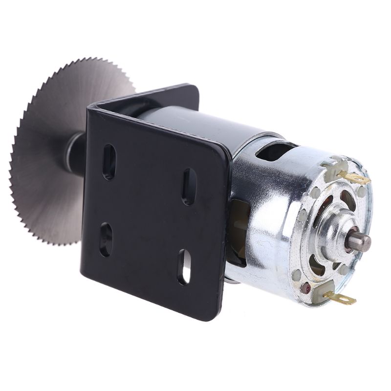 Kit de Sierra de mesa de Motor DC 12V 775 con soporte de montaje de rodamiento de bolas, hoja de sierra para corte de carpintería, pulido y grabado