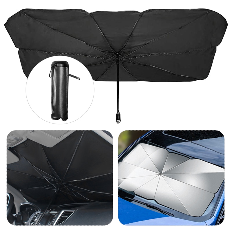 Foldbar bil forrude solskærm paraply bil solbeskytter interiør forrude solskærm anti-uv beskyttelse tilbehør