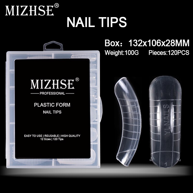 Mizhse 120 Pcs 12 Size Clear Valse Quick Poly Nail Gel Builder Mold Vinger Extension Nail Art Uv Builderacrylic Gel tool