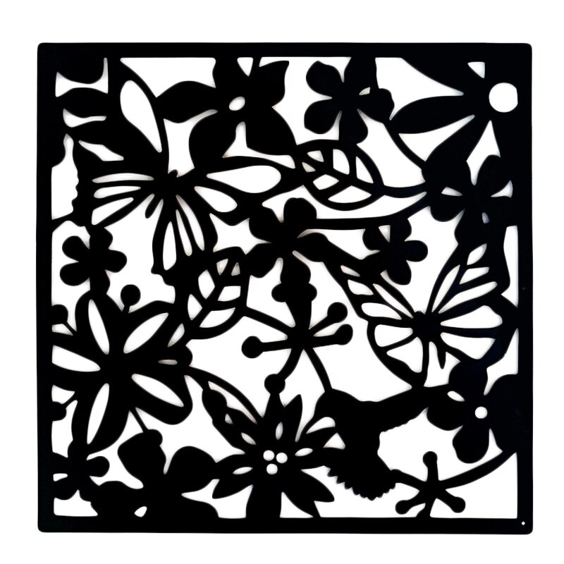 Écran suspendu creux 40*40cm, diviseur de pièce, décoration de maison, autocollants muraux, rideau creux, séparation papillon fleur: Black