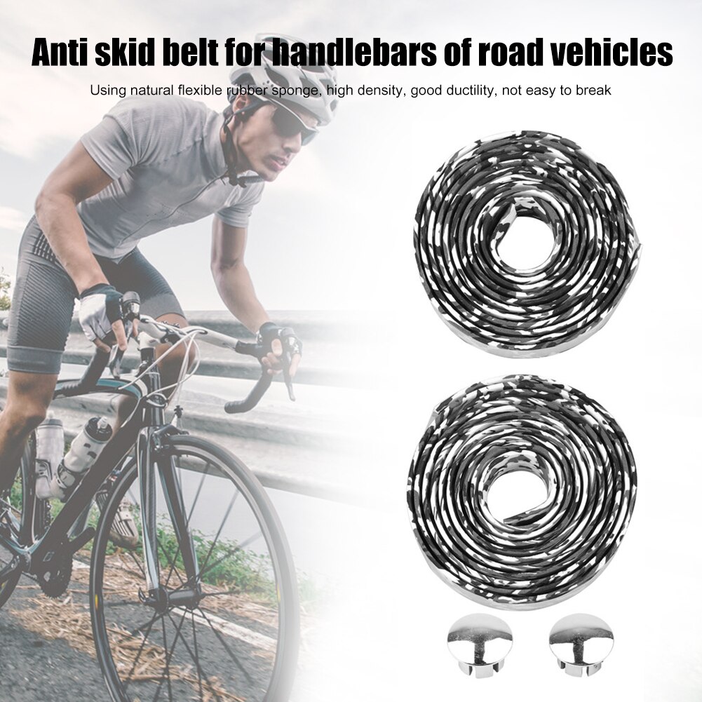 2Pcs Draagbare Fiets Stuurlint Fietsstuur Spons Bandage Fietsen Racefiets Handvat Antislip Riem Baaien Stekkers