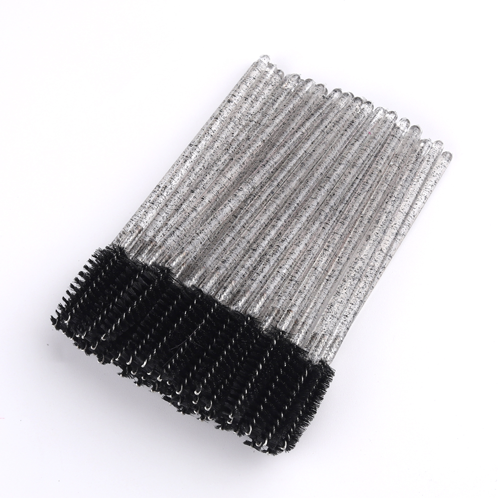 50 Uds. De cepillos desechables para extensión de pestañas, cepillo para cejas de cristal, varita para rímel, pestañas, juego de herramientas cosméticas, maquillaje de belleza: Azul