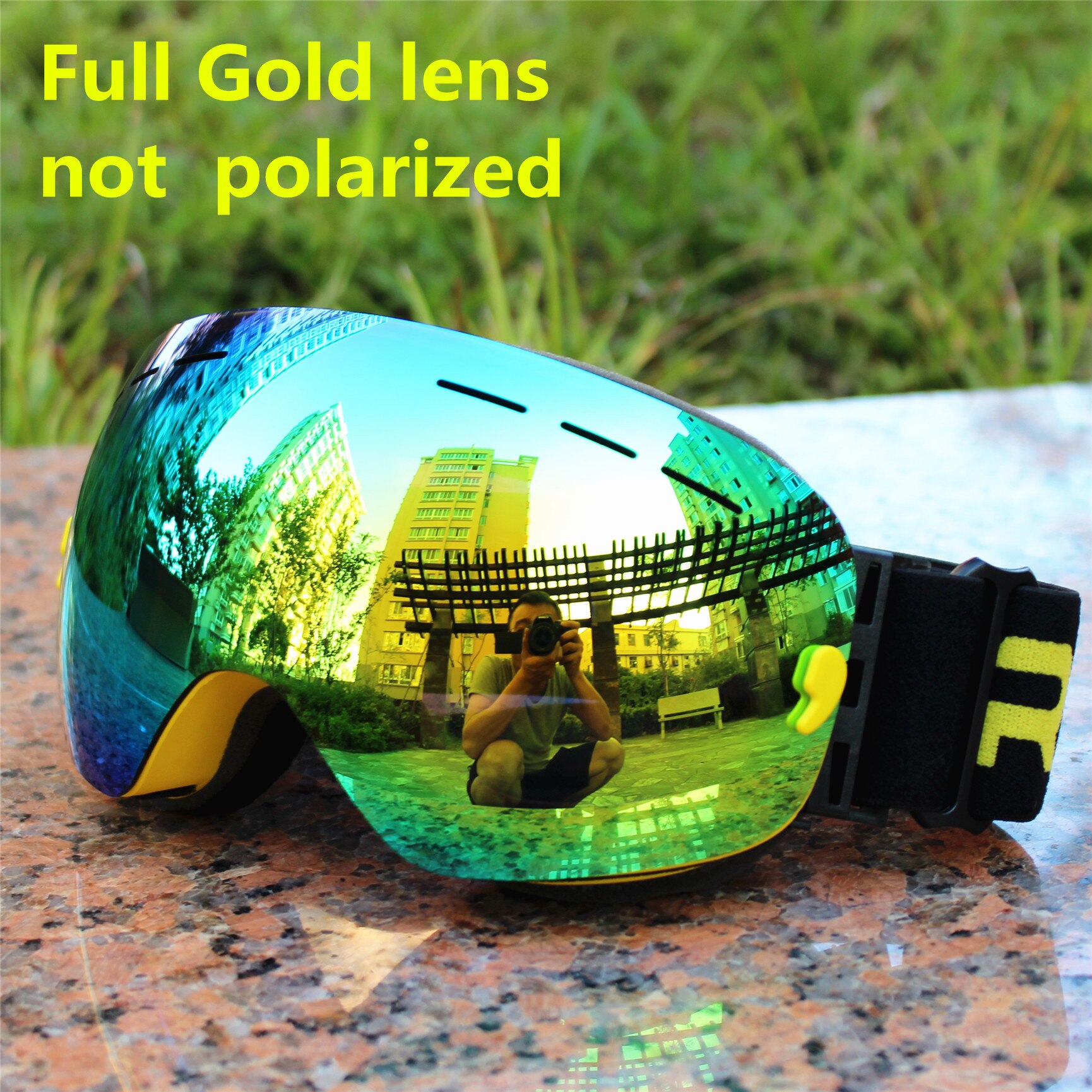 Rbworld merk grote skibril dubbele lens  uv400 anti-condens volwassen snowboard skibril dames heren gepolariseerde sneeuwbril: 4a