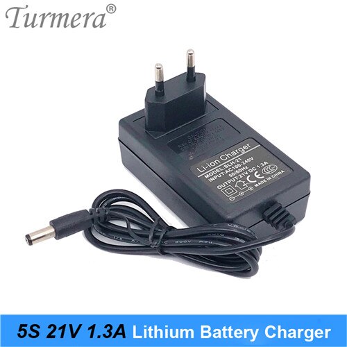 8,4 V 12,6 V 16,8 V, 21V, 25V 1A 2A 1.3A 18650 cargador de batería DC 5,5 MM * 2,1 MM para 2S 3S 4S 5S 6S Paquete de batería para destornillador de la batería: 5S 21V 1.3A