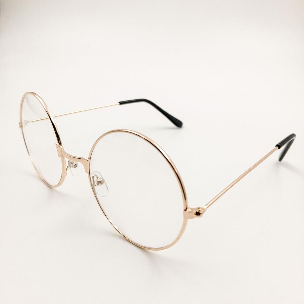 Retro Metal Frame Round Sunglasses Flat Glasses: Rose Gold