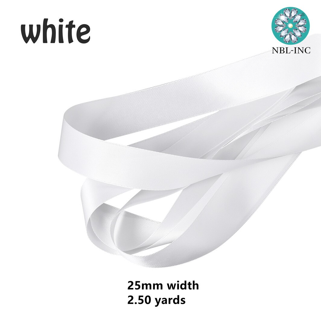 (25mm * 2,50 yardas) cinta blanca de satén de doble cara para faja y cinturón de boda DIY satin-W