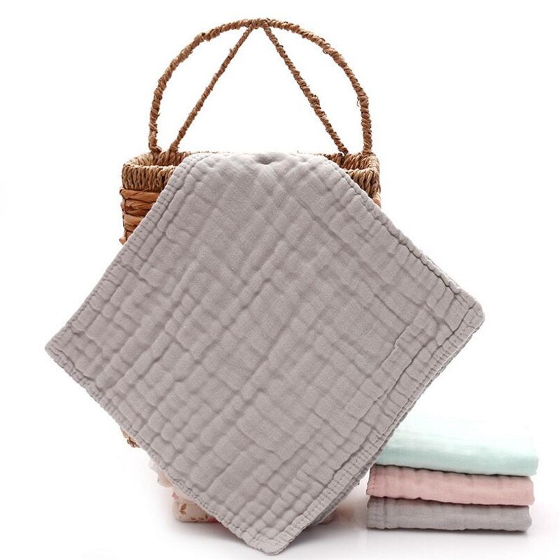 30*30cm seersucker tyg bomull baby ansikte handduk bubbel tyg saliv handdukar bebis matnings tyg baby haklappar rap handduk: Grå