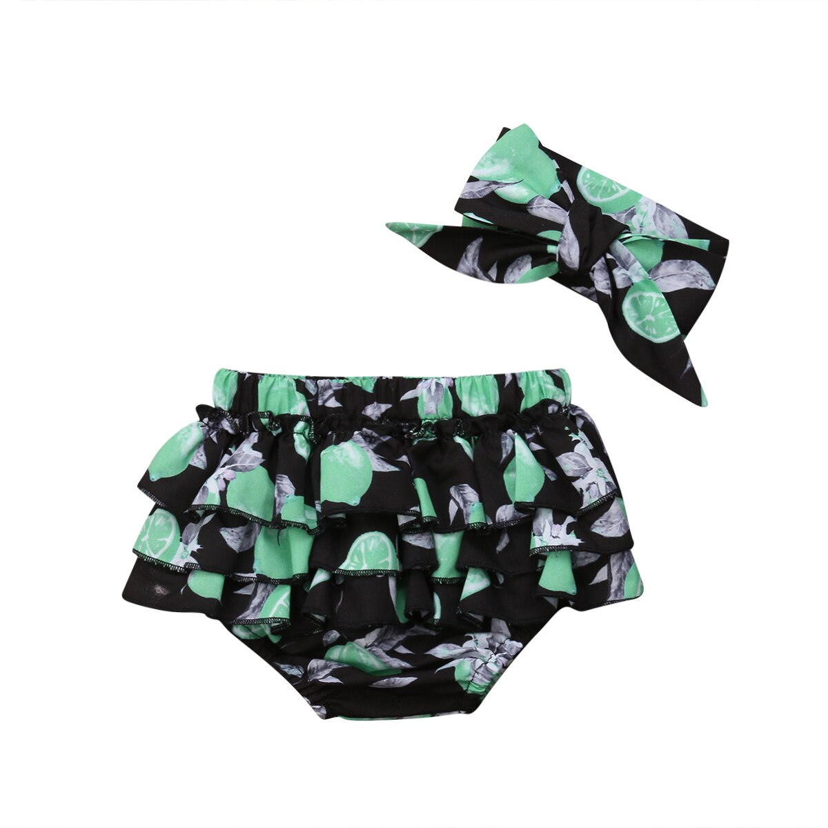 Nyfødt baby pige blomster korte trusser pandebånd outfit tøj sæt: 1 / 24m