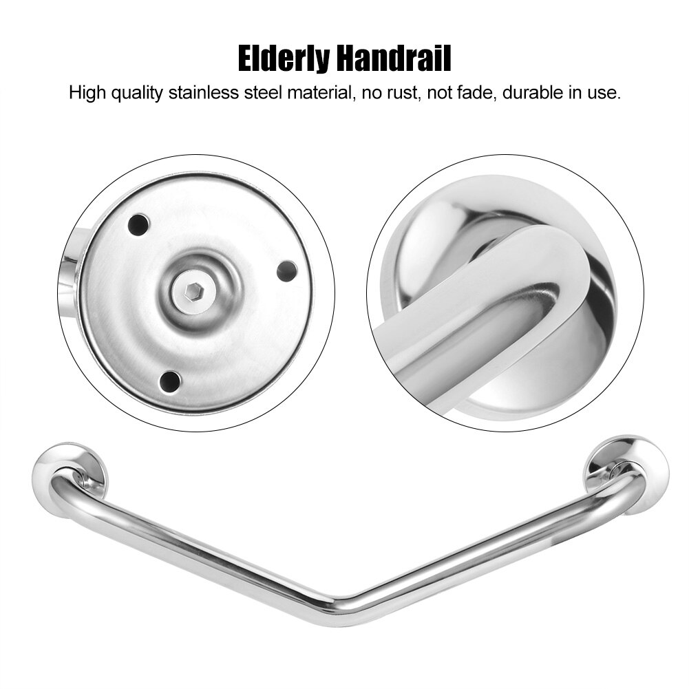 Three Bending Elderly Safety Handle Stainless Steel Bathroom Toilet Safety Grab Bar Anti-Slip Bathtub Handrails