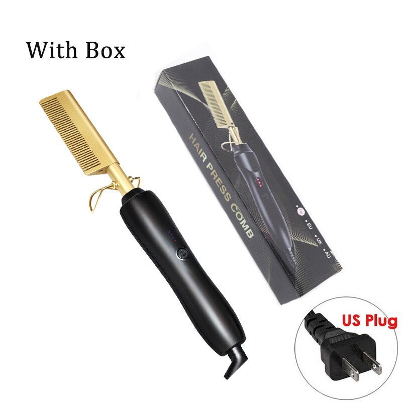 Verwarming Kam Stijltang Kam Ijzer Rechte Borstel Curling Iron Hair Curler Kam Us/Eu/Uk Pulg strijkijzers Stijltangen: Blauw