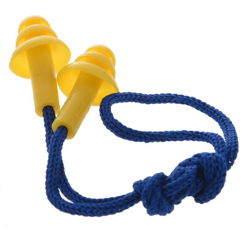 ABKT-Quiet Reusable Blue Nylon String Yellow Silicone Earplugs