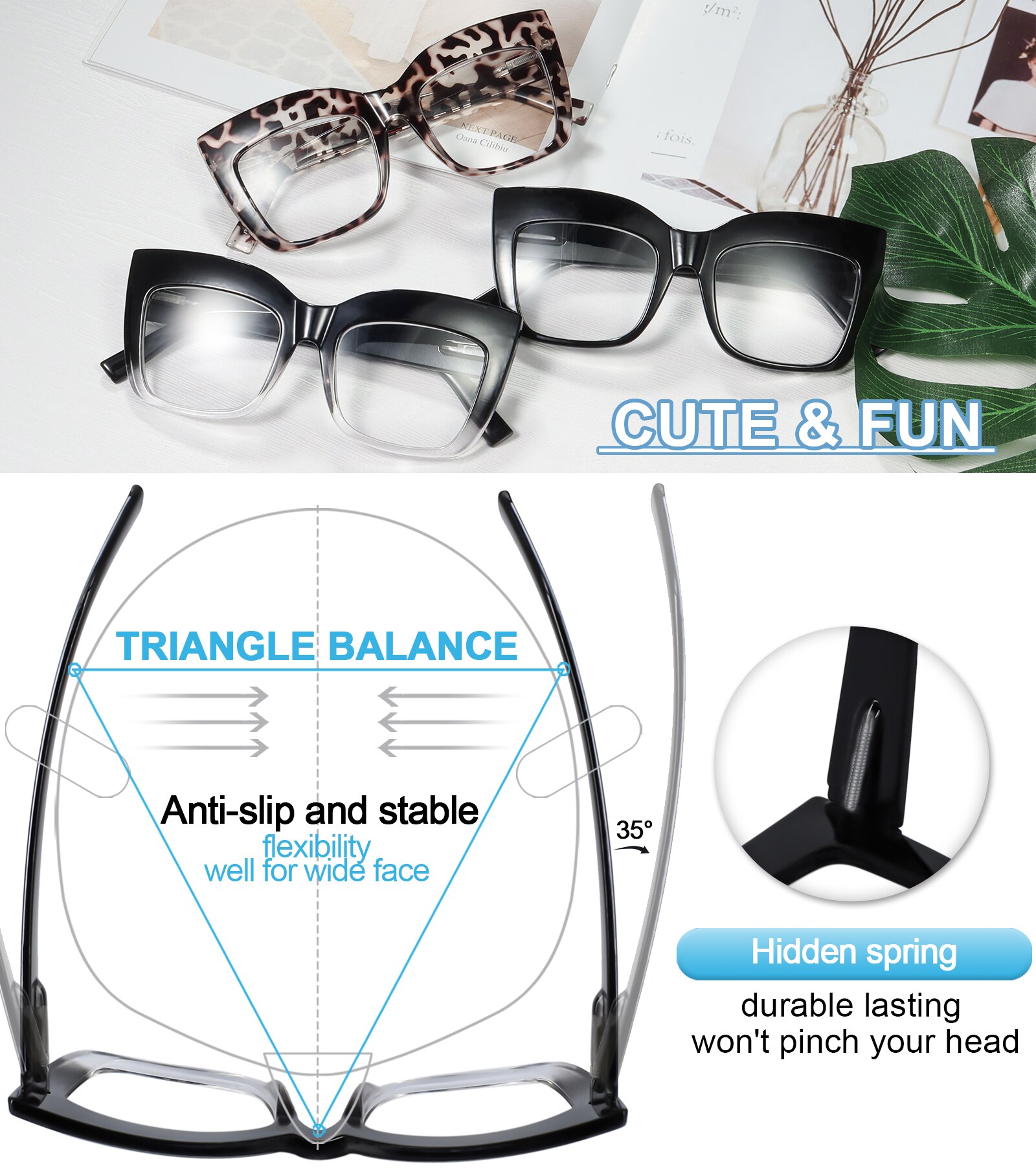 Merrie Azzuro Oversized Leesbril Vrouwen Luxe Presbyopie Eyewear Vrouwelijke Grote Vierkante Lezers + 1 1.5 2 2.5 3