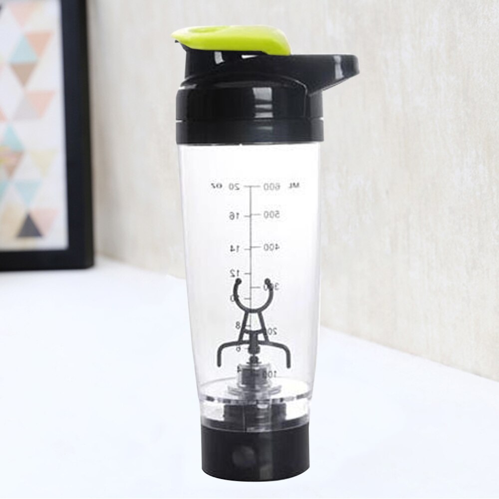 1 Pc Protein Shaker Bottle Vortex Mixer Tornado Shaker Cup 600ml Automatic Portable Battery Operated Stirring Shaker: Green