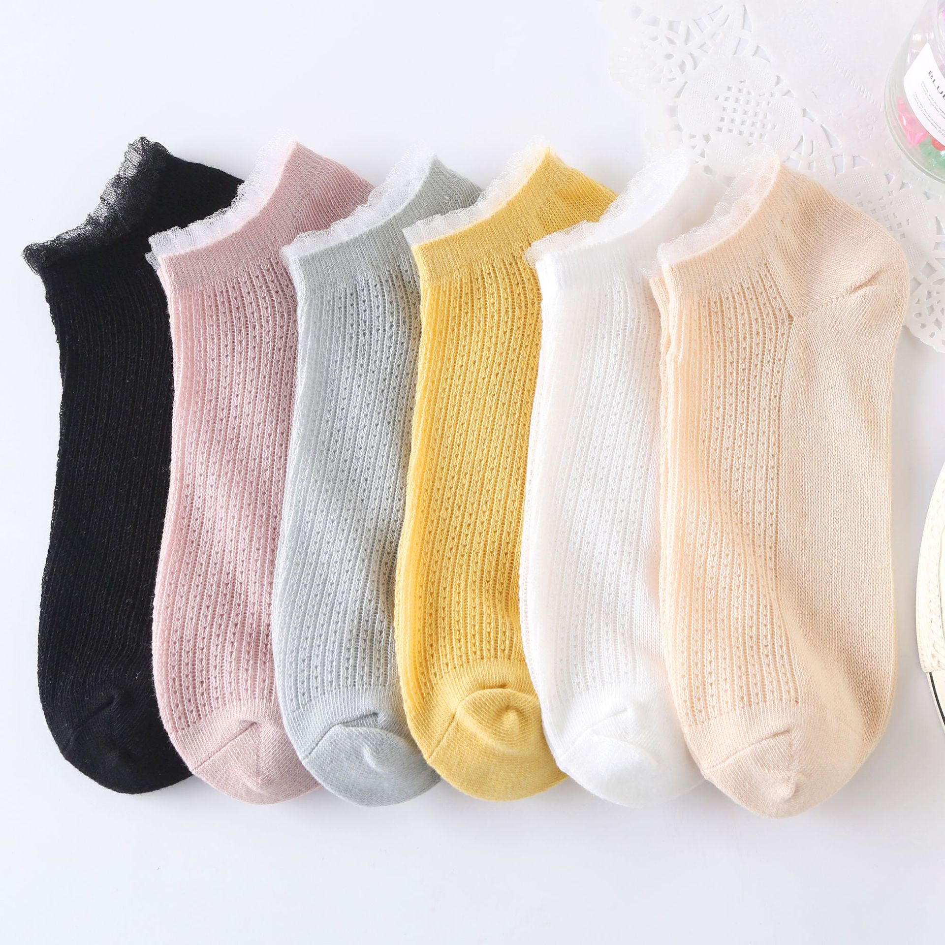 5Pcs Antislip Comfortabele Sokken Vrouwelijke Onzichtbare Zomer Ademend Katoen Slipper Kleur Boot Sokken Vrouwen Siliconen