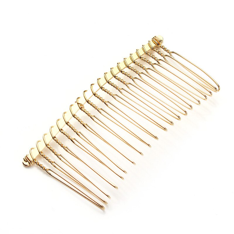 6 stks/partij 10 15 20 30 Tanden Zwart/Goud/Rhodium Kleur Metalen Kammen Bruiloft Bruid Clips Hoofddeksel haar Sticks Accessoires F1573: GOLD 20