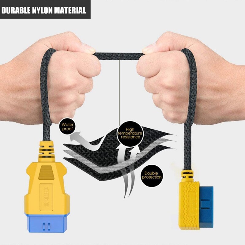 35cm OBD-2 Extension Splitter Cable Adapter 16Pin Extender Cord for Connecting Code Reader Scanner Diagnostic Tool