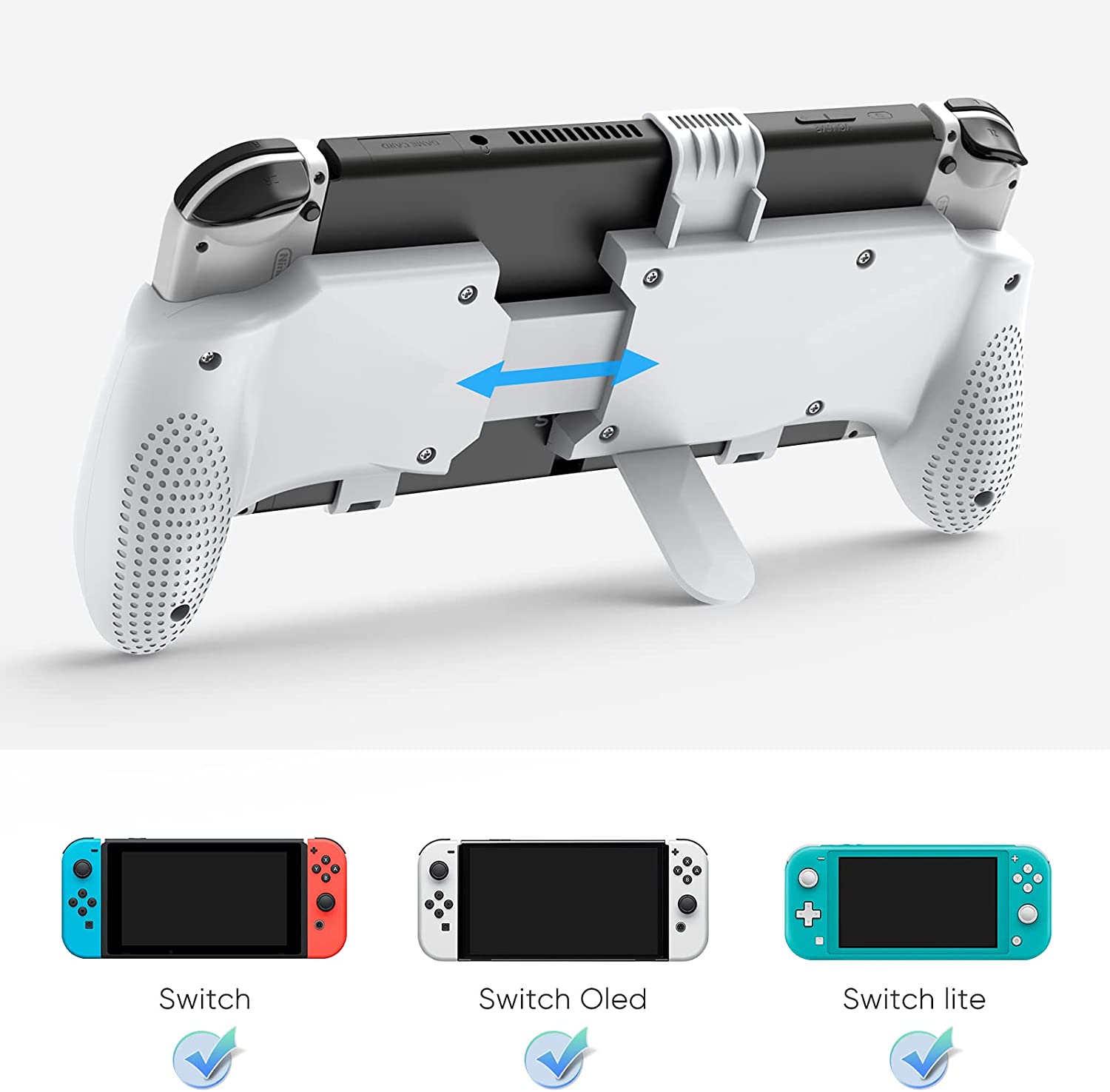 Komfortabler, verstellbarer, rutschfester schutzgriff mit halterung und daumenauflage für die switch oled/switch/switch lite-konsole
